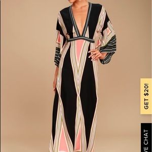 LULUs MONTECITO BLACK PRINT MAXI DRESS - Medium